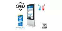 NoMobi Trex 55W v.11 - a resistant outdoor multimedia totem that allows displaying advertisements at low and high temperatures, with the IP65 standard and air delivery (approx. 14 days)