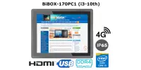 BiBOX-170PC1 (i3-10110U) v. 4 – 17 inch, IP65, Metal Reinforced Plate – Touch Computer – with 4G connectivity, SSD expansion (256GB) and 8GB RAM