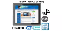 Wstrząsoodporny wzmocniony panel  metalowy, ekran dotykowy jasny wyświetlacz BiBOX-150PC2