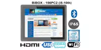 BiBOX-156PC2 (i5-10 210U) v. 2 – 15. 6 Inch, IP65, Bluetooth, WiFi, rugged PC – touchpad – SSD expansion, 8 GB RAM (2xLAN, 4xUSB)