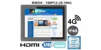BiBOX-156PC2 (i5-10210U) v.4 – 15.6-inch touch panel PC with 4G technology, advanced RAM (16 GB) and SSD (512 GB), 2xLAN, 4xUSB