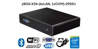 Wzmocniony komputer do użytku w przemyśle miniPC 6xLAN, 4GB RAM, WiFi, Bluetooth, yBOX-X34-2955U