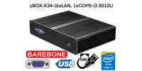 Mały wzmocniony Komputer Przemysłowy Fanless MiniPC yBOX-X34-(6xLAN, 1xCOM)-i3 5010U Barebone