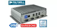 Polywell-Nano-U8FL2C6 i7 BAREBONE - Modern industrial miniPC with metal housing, Intel Core i7 processor and 2xLAN, 10xUSB ports