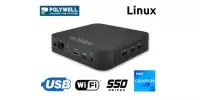 Polywell-N4100-NGC3 Celeron v.1 - Industrial MiniPC for factory, fanless, Linux, 8GB RAM, HDMI ports, miniDP
