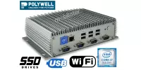 Polywell-Nano-U8FL2C6 i7 v.1 - Industrial fanless miniPC with a modern i7 processor, 250GB SSD, 8GB RAM and 6xCOM ports, 4x USB 3.1, 6x USB 2.0