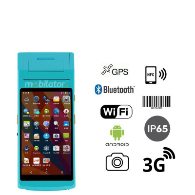 MobiPad PDA-10551D - Odporny (IP65) przemysłowy kolektor danych z RFID, WiFi, Bluetooth, skanerem kodów 1D oraz wbudowaną drukarką termiczną (58 mm)