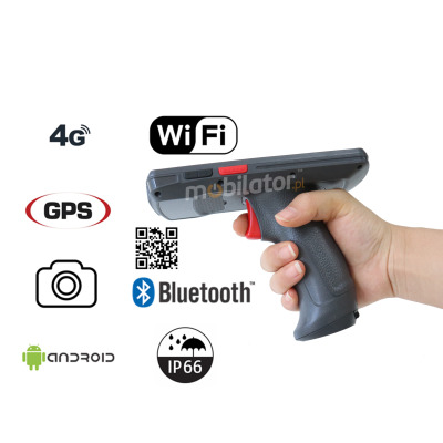  Funkcjonalny wodoodporny Wzmocniony Terminal mobilny z uchwytem pistoletowych oraz skanerem kodów 2D