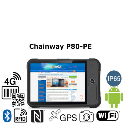 Wielofunkcyjny tablet z ekranem 8 cali i rozdzielczością 1920x1200, skanerem kodów kreskowych 2D, 4G, NFC Chainway P80