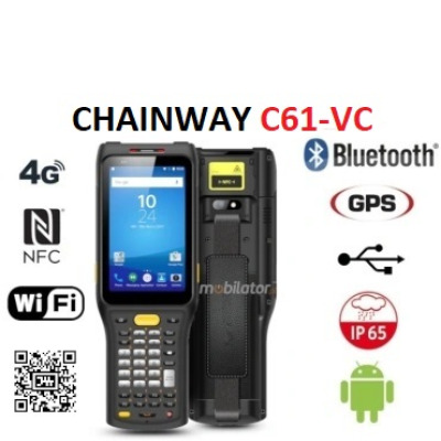 Odporny na pył i wodę  dla hurtowni  kolektor danych z modułem NFC  z normą odporności IP65, pamięcią 3GB ROM  Chainway C61-VC