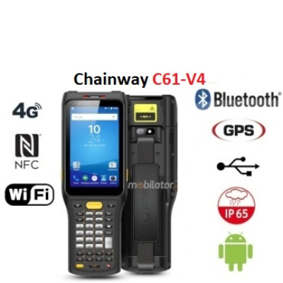 wytrzymały smartfon oraz kolektor danych przeznaczony do zastosowań w ekstremalnych warunkach z modułem NFC, z normą odporno ści IP65, pamięcią 4GB ROM Chainway C61-V4
