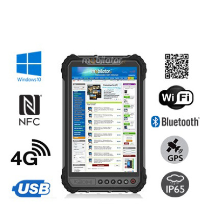 MobiPAD 9TS-J - odporny na pył i wodę tablet przemysłowy z NFC, skanerem 2D Newland N1 i czytnikiem linii papilarnych, procesor Intel Celeron N4500 2x2.8GHz, Windows 10, 8 calowy ekran dotykowy, 4GB RAM, 64GB ROM, IP65, odporny na upadki z 1,2 metra