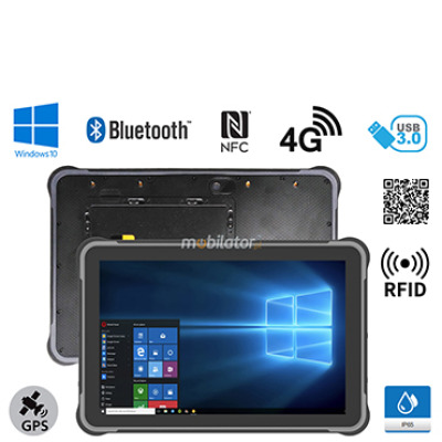 MobiPAD JST11 - Solidny tablet przemysłowy IP65, 8GB RAM, 256GB ROM, Windows 10, Intel N5100, high precision GPS, NFC, RJ45, USB 3.0, WiFi, Bluetooth, czytnik linii papilarnych, UHF RFID (3-4m), odporny na wysokie i niskie temperatury, 4G LTE