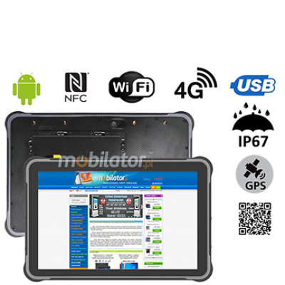 MobiPAD A311-A7 - wytrzymały tablet przemysłowy z normą IP67, 8GB RAM, 256GB ROM, NFC, Bluetooth 5.0, procesor MT6789 - 8 x 2.2 GHz, 4G LTE, Android 13.0, GPS, 10.1 cala, 1920x1200, 450 nits, wyposażony w skaner 2D Honeywell N4680