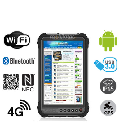 MobiPAD 9TS-5A - pancerny tablet przemysłowy z wbudowanym czytnikiem linii papilarnych, NFC, skaner 2D Newland N1, ekran 8 cali 400 nits, Android 11, odporny na wstrząsy i pył, 8-rdzeniowy procesor, 4GB RAM, 64GB ROM, norma IP65, WiFi, Bluetooth, 4G 