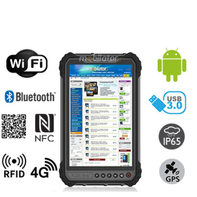 MobiPAD 9TS-5A - pancerny tablet z wysokiej precyzji GPS, UHF RFID (3-4m) i czytnikiem linii papilarnych, ekran dotykowy 8 cali 400 nits, Android 11, 6GB RAM, 128GB ROM, norma IP65, odporny na wstrząsy, wodoodporny