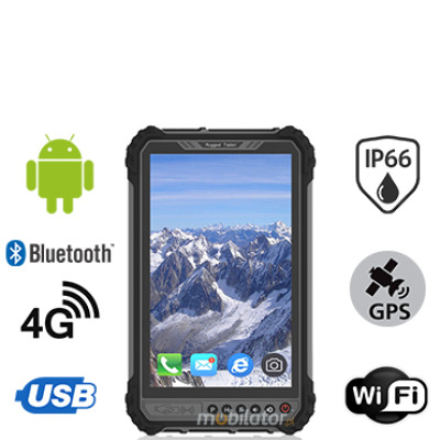 MobiPAD 9TS-6A - przemysłowy tablet do pracy w terenie, system Android 11, ekran dotykowy 8 cali, rozdzielczość 1280x800, jasność 1000 nits, norma IP66, procesor 8x2.0GHz, 4GB RAM, 64GB ROM, sieci 4G LTE, 3G, kamery 5mpx/21mpx, pojemna bateria 10000m