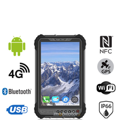 MobiPAD 9TS-6A - Wytrzymały tablet roboczy z Androidem 11, 8-calowy ekran dotykowy 1280x800, jasność 1000 nits, NFC, 4GB RAM, 64GB ROM, procesor 8x2.0GHz, LTE 4G, Bluetooth, WiFi, kamery 5mpx/21mpx, GPS, pojemna bateria 10000mAh