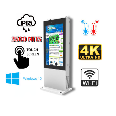 Odporny na wodę i kurz zewnętrzny totem stojący z 55-calowym dotykowym wyświetlaczem HD NoMobi Trex Hi55W