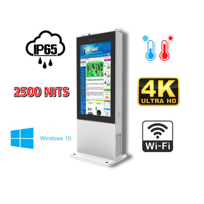 totem reklamowy z 75-calowym  Totem zewnętrzny dla firm turystycznych  Wytrzymały na warunki zewnętrzne NoMobi Trex Hi75W