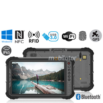 MobiPAD 9TS-M - profesjonalny tablet z UHF RFID (3-4m), NFC i czytnikiem linii papilarnych, 8-calowy dotykowy ekran, Intel i5-8200Y, 8GB RAM, 256GB ROM, LTE 4G, wodoodporny, pyłoodporny, pancerny tablet dla przemysłu, norma IP65