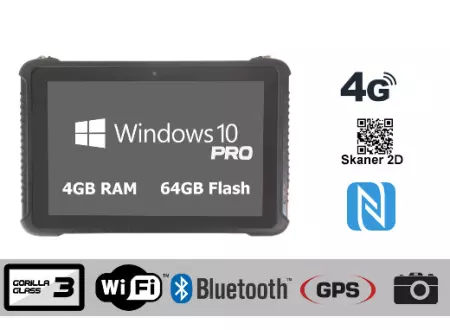 Wzmocniony wodoszczelny tablet przemysłowy Emdoor I16H 4G NFC 2D 4GB RAM 64GB ROM - Win 10 Pro Licencja