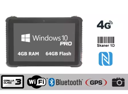 Wzmocniony wodoszczelny tablet przemysłowy Emdoor I16H NFC 1D 4G 4GB RAM 64GB ROM - Win 10 Pro Licencja