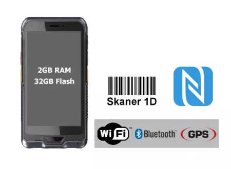 Wzmocniony wstrząsoodporny kolektor przemysłowy Emdoor I62H 1D Skaner + NFC