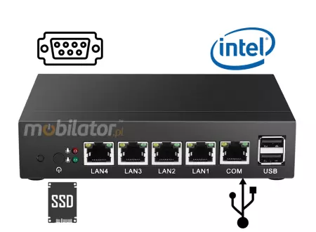 Mały Wzmocniony Bezwentylatorowy Komputer Przemysłowy z 4-ema kartami sieciowymi LAN - MiniPC yBOX - X33 (4 LAN) - J1900 v.2