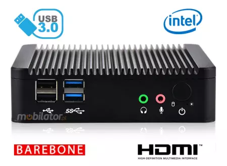 Odporny Komputer przemysłowy bezwentylatorowy z 2-oma kartami sieciowymi LAN - MiniPC yBOX - X29 (2 LAN) - J1900 Barebone