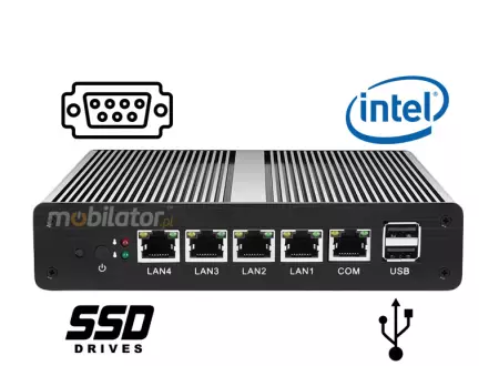 Wzmocniony Bezwentylatorowy Mini Komputer Przemysłowy z 4-ema kartami sieciowymi LAN - MiniPC yBOX X34 (4 LAN) - J1900 v.1