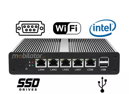 Wzmocniony Bezwentylatorowy Mini Komputer Przemysłowy z 4-ema kartami sieciowymi LAN - MiniPC yBOX X34 (4 LAN) - J1900 v.2