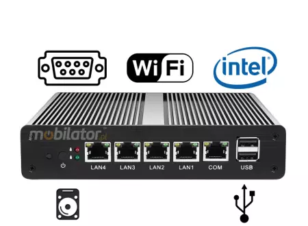 Wzmocniony Bezwentylatorowy Mini Komputer Przemysłowy z 4-ema kartami sieciowymi LAN - MiniPC yBOX X34 (4 LAN) - J1900 v.5