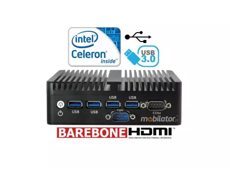 Fanless industrial mini computer MiniPC yBOX-30X(2LAN+2HDMI)-2955U Barebone