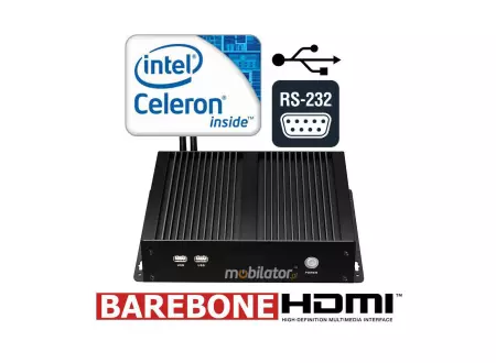 Minikomputer przemysłowy z 4-ema portami COM RS232 + 2LAN - MiniPC yBOX X26G(4COM)-J1900 Barebone