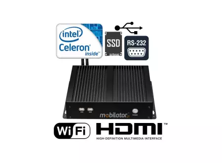 Minikomputer przemysłowy z 4-ema portami COM RS232 + 2LAN - MiniPC yBOX X26G(4COM)-J1900 v.2