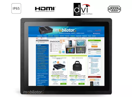 Czarny monitor przemysłowy z dotykiem