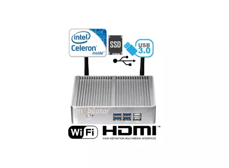 Wzmocniony mini komputer przemysłowy chłodzony pasywnie MiniPC yBOX X32 3825U v.2