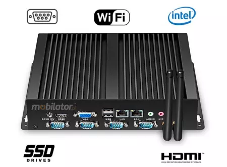 MiniPC yBOX X26G (4COM) - N2830 v.4 - Mini Komputer Przemysłowy z 4-ema portami COM RS232 i 2x karta sieciowa LAN