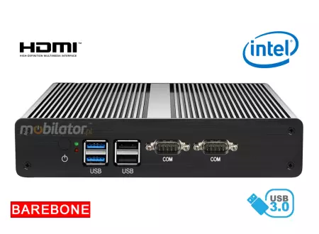miniPC yBOX X34 (2xLAN, 2xCOM) - J1800 Barebone - Bezwentylatorowy mini komputer przemysłowy do sterowania procesami produkcyjnymi