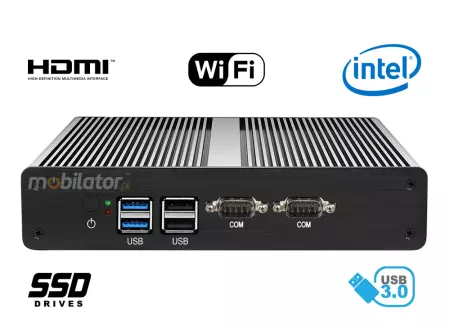 miniPC yBOX X34 (2xLAN, 2xCOM) - J1900 v.2 - Wzmocniony mini komputer przemysłowy z chłodzeniem pasywnym do sterowania procesami produkcyjnymi