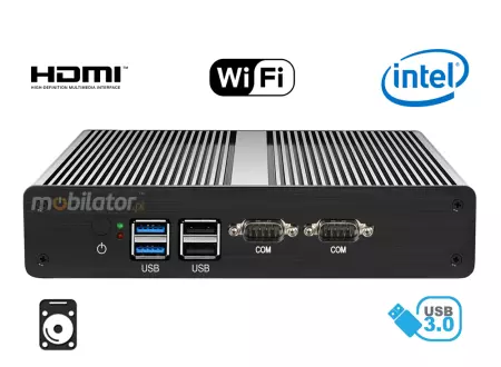 miniPC yBOX X34 (2xLAN, 2xCOM) - J1900 v.3 - Wzmocniony mini komputer przemysłowy z chłodzeniem pasywnym do sterowania procesami produkcyjnymi