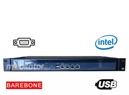 MiniPC yBOX 1U - J1900 Barebone Wzmocniony komputer przemysłowy z chłodzeniem pasywnym i 4x LAN - do szafy rakowej