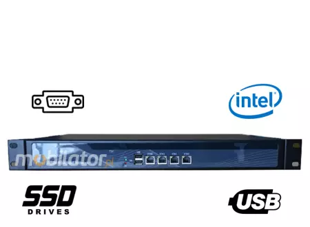 MiniPC yBOX 1U - J1900 v.1 Wzmocniony komputer przemysłowy z chłodzeniem pasywnym i 4x LAN - do szafy rakowej