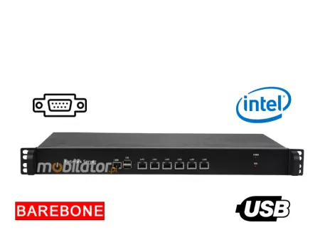 MiniPC yBOX 1U - 1037U Barebone Komputer przemysłowy fanless 6x LAN do szafy rakowej