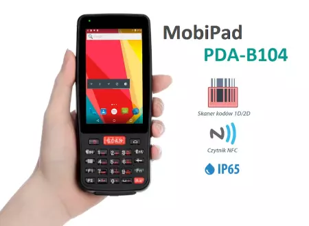 MobiPad PDA-B104 v.2 - Dustproof industrial data collector with RFID, 4G LTE, NFC and WiFi + Bluetooth 4.0 (ANDROID 7.0) - waterproof IP65