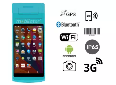 MobiPad PDA-10551D - Odporny (IP65) przemysłowy kolektor danych z RFID, WiFi, Bluetooth, skanerem kodów 1D oraz wbudowaną drukarką termiczną (58 mm)