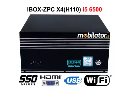 IBOX-ZPC X4(H110) i5 6500 v.3 - Bezwentylatorowy przemysłowy mini PC (512 SSD) wyposażony w moduł WiFi