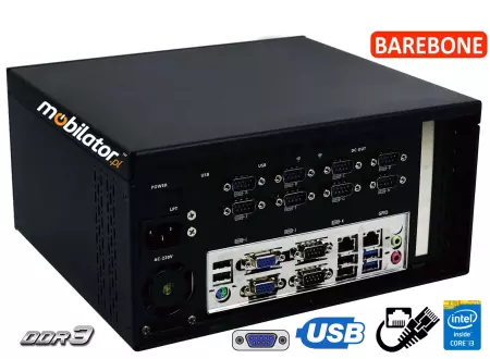 IBOX-ZPC X4(H81) i3-4160 Barebone - Komputer przemysłowy (10x COM + 2x LAN) z pasywnym chłodzeniem