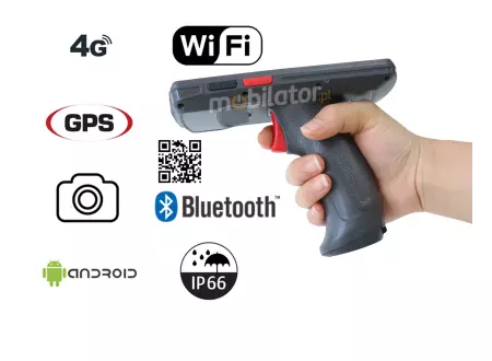 Funkcjonalny wodoodporny Wzmocniony Terminal mobilny z uchwytem pistoletowych oraz skanerem kodów 2D